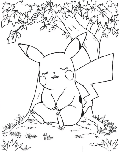 Pikachu Sleeping Under A Tree