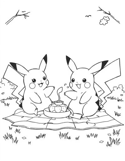 Pikachu Enjoying A Picnic With Friends