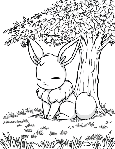 Eevee Napping Under A Shady Tree