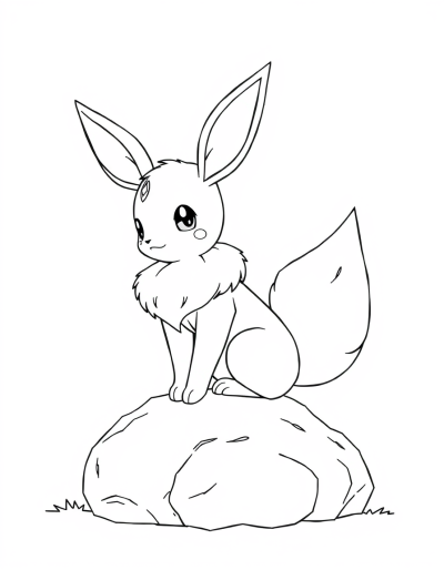 Eevee Sitting On A Rock