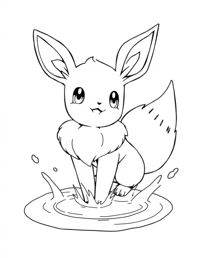Eevee Splashing In A Puddle
