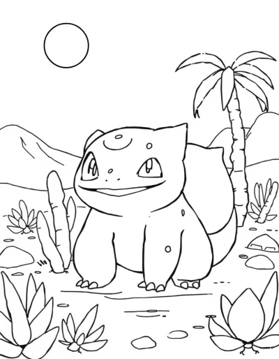 Bulbasaur In A Desert Oasis