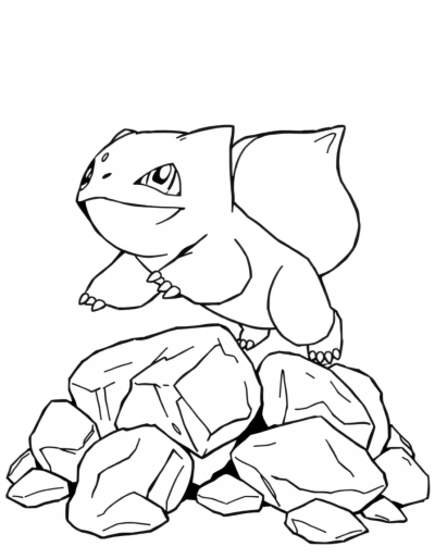 Bulbasaur Jumping Over Rocks