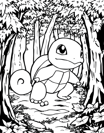Squirtle Exploring A Forest