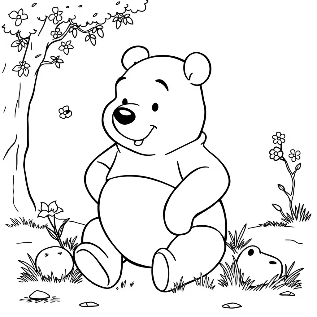 Pooh Bear Simple line