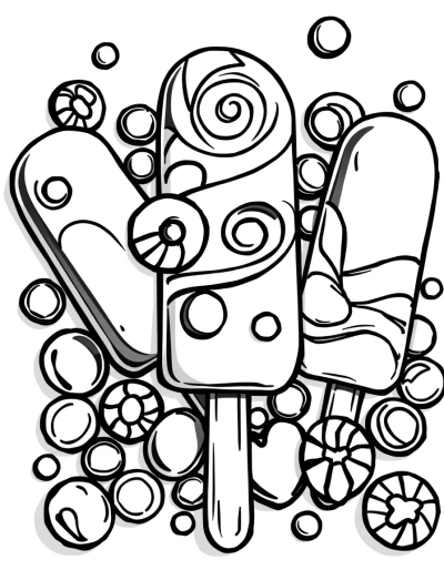 Brightly Colored Popsicles With Swirls Of Candy