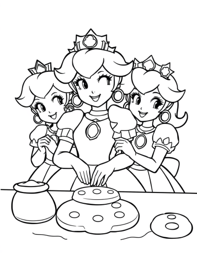 Princess Peach And Friends Baking Cookies