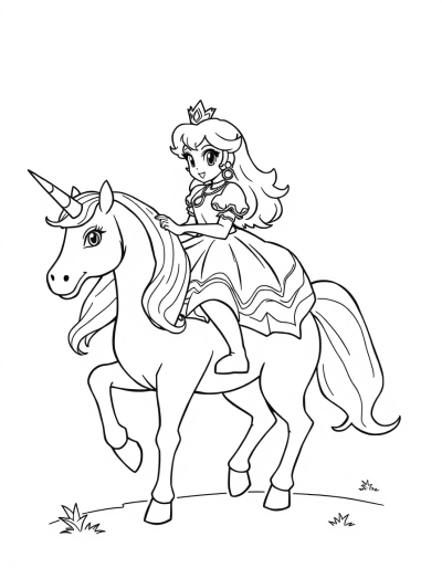 Princess Peach Riding Magical Unicorn