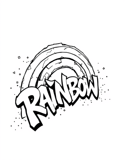 Edgy Graffiti Style Rainbow Coloring Page