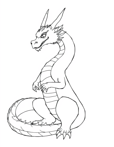 Dragon With Long Tail Curled