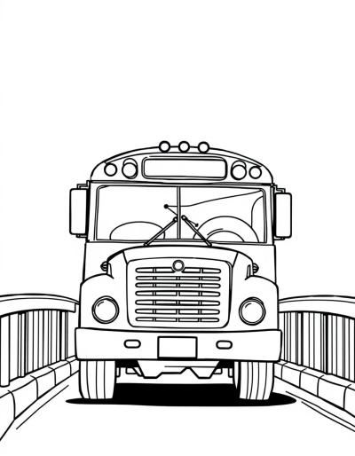 A School Bus Crossing A Bridge