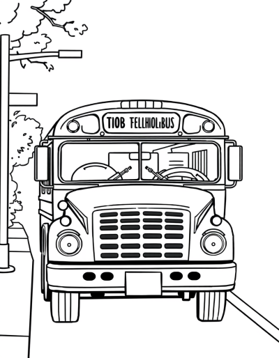 The School Bus Stopping At A Bus Stop