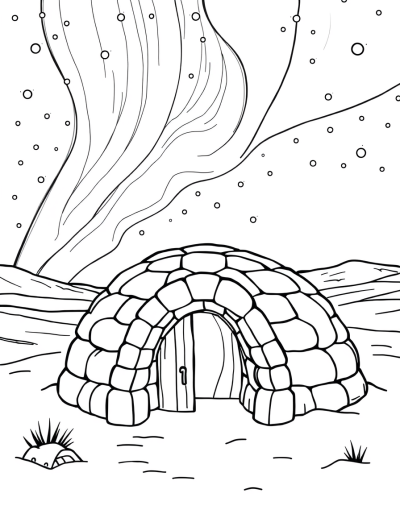 Color The Northern Lights Above Igloo