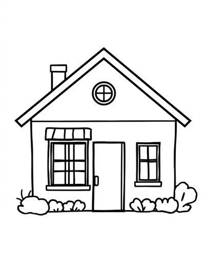 A Simple Outline Drawing Of A House With A Sloping Roof