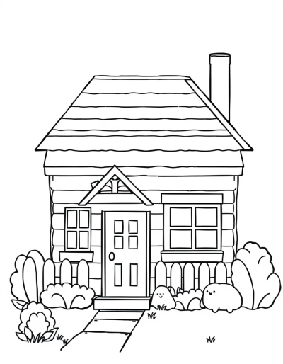 An Outline Of A Traditional House With A Mailbox