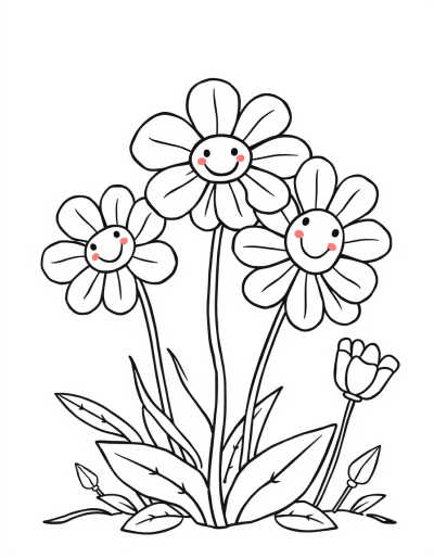 Draw Smiley Faces On The Flowers