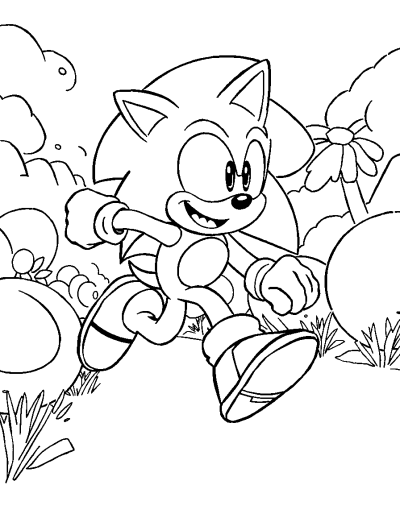 Sonic Speeding Past Colorful Obstacles