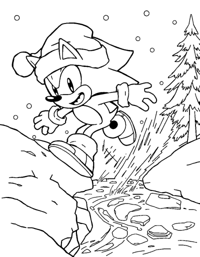 Sonic Leaping Over Frozen Creek