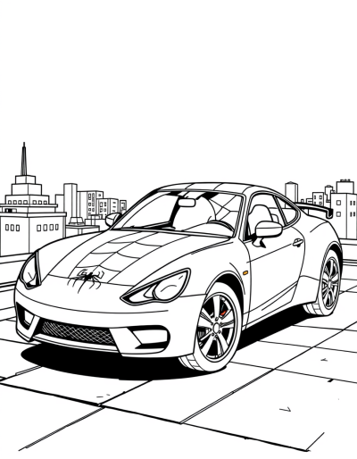 Spider Man Car Parked On Rooftop