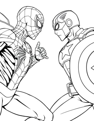 Captain America And Spider Man Face Off