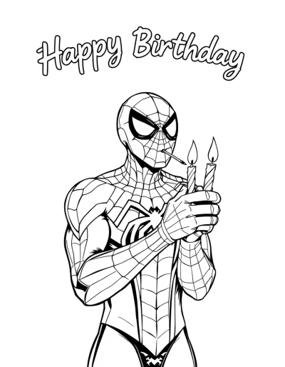 Spiderman Blowing Out Birthday Candles