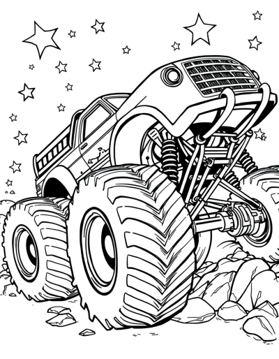 A Truck Surrounded by Twinkling Stars