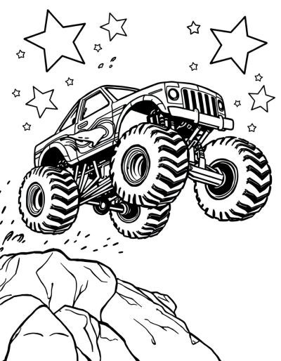 Monster Truck Flying Through Air