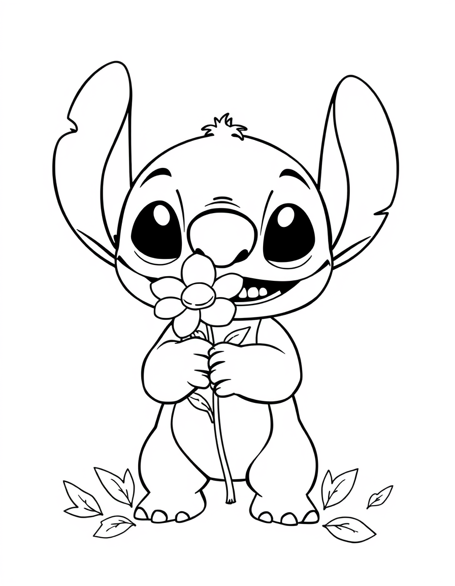 Cute Stitch Holding A Flower