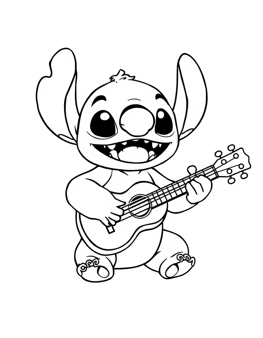 Cute Stitch Playing Ukulele