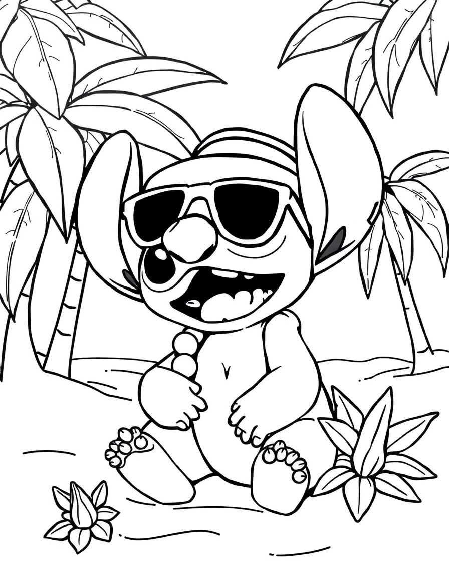 Stitch Enjoying A Tropical Vacation