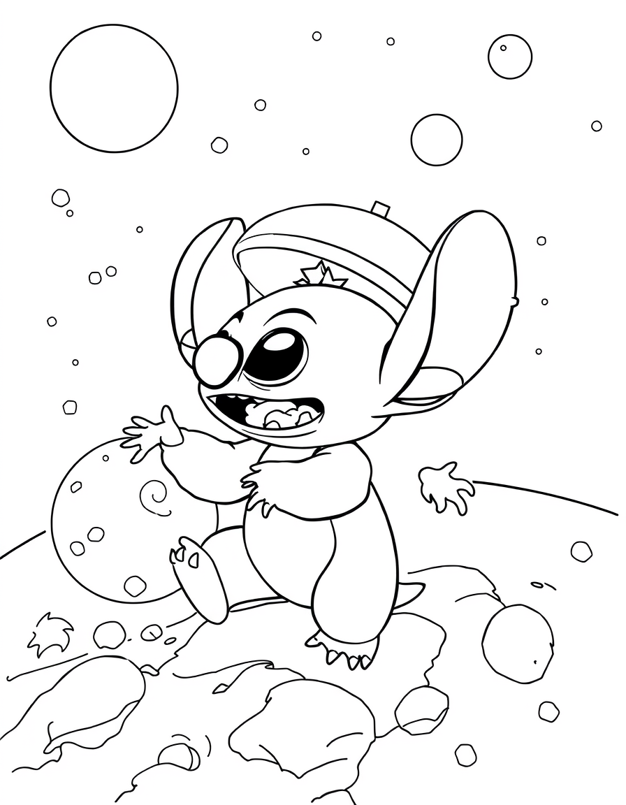 Stitch Exploring Outer Space