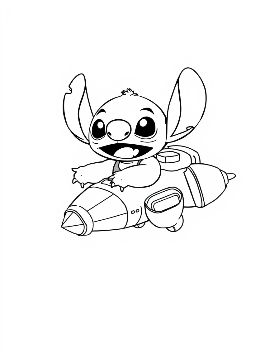 Stitch Flying A Spaceship