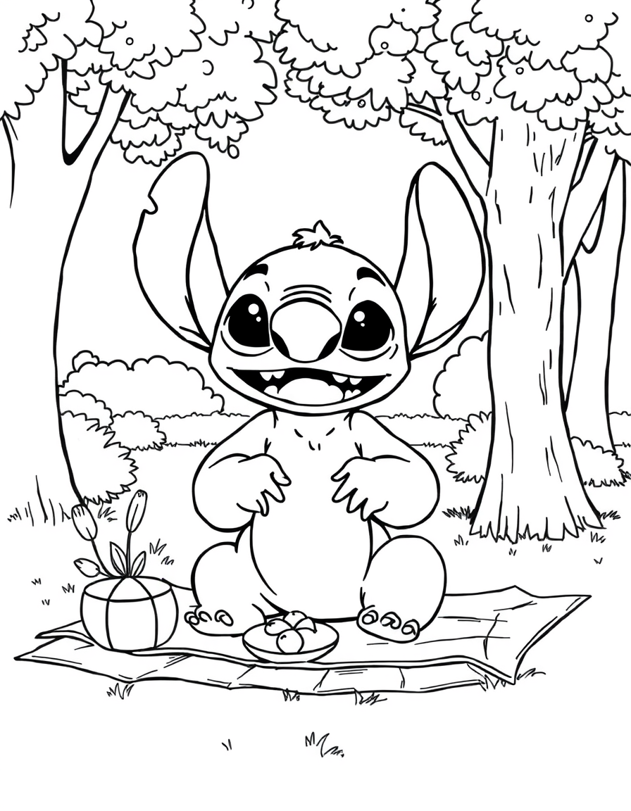 Stitch Having A Picnic In The Park