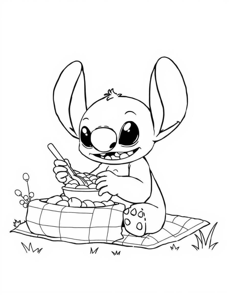 Stitch Having A Picnic