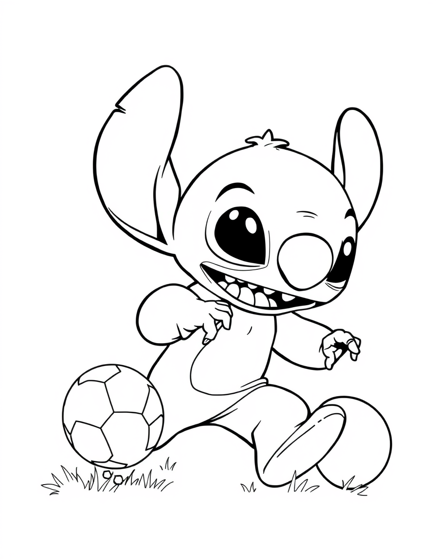 Stitch Playing Soccer With Friends