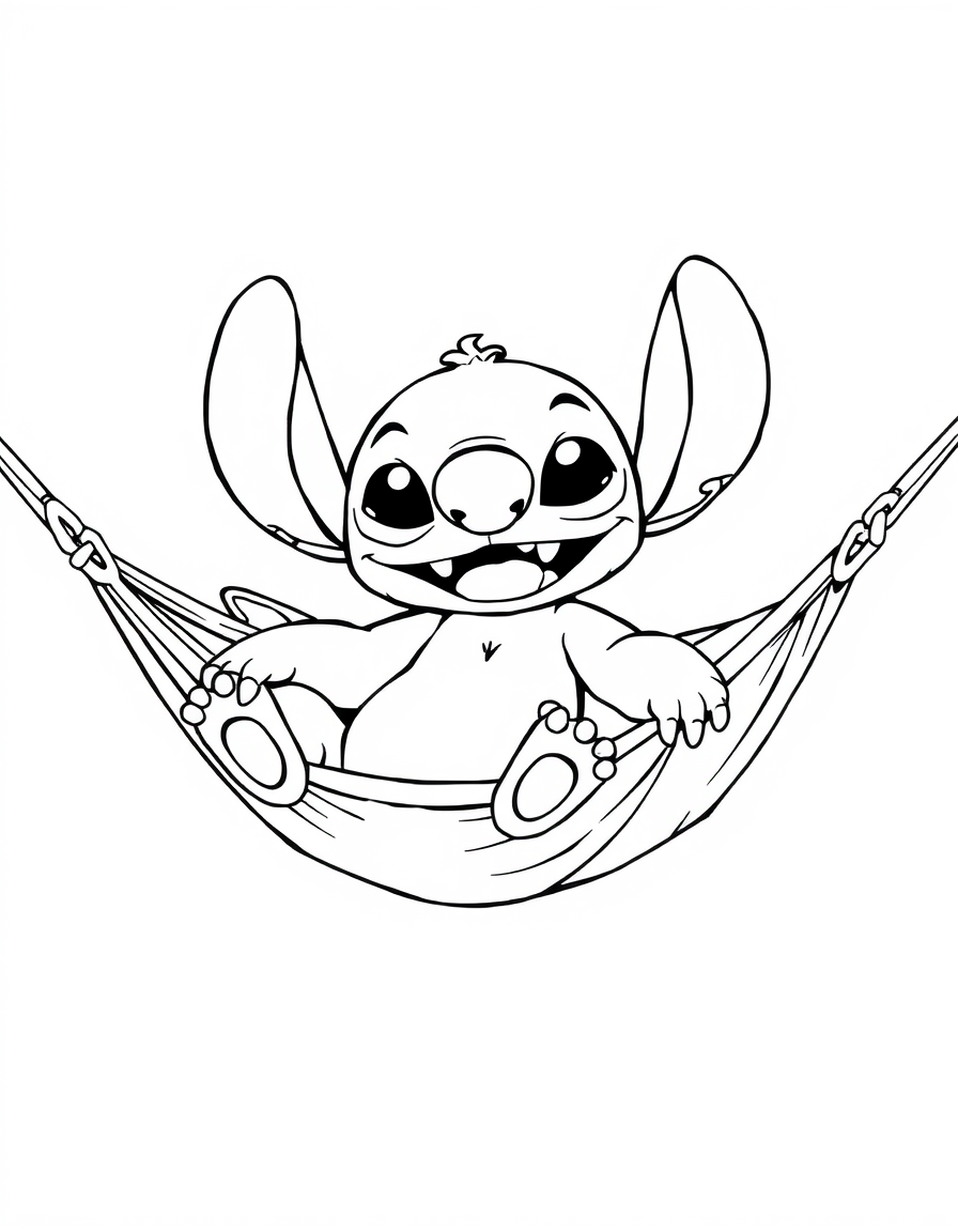 Stitch Relaxing In A Hammock