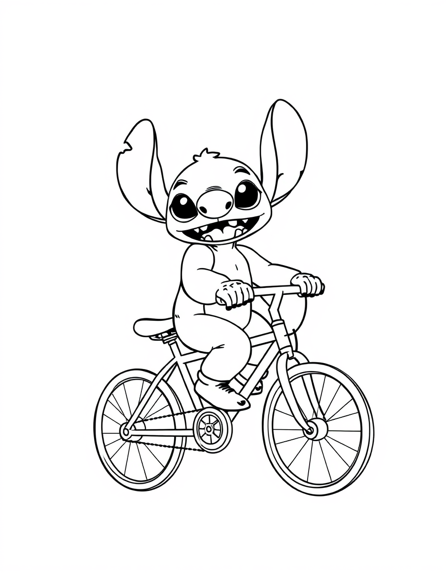 Stitch Riding A Bicycle