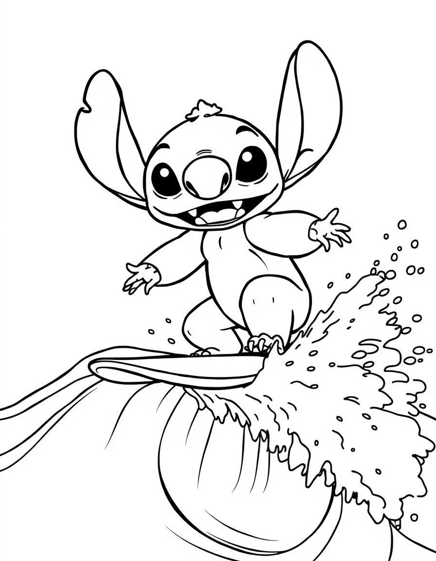 Stitch Surfing On A Wave