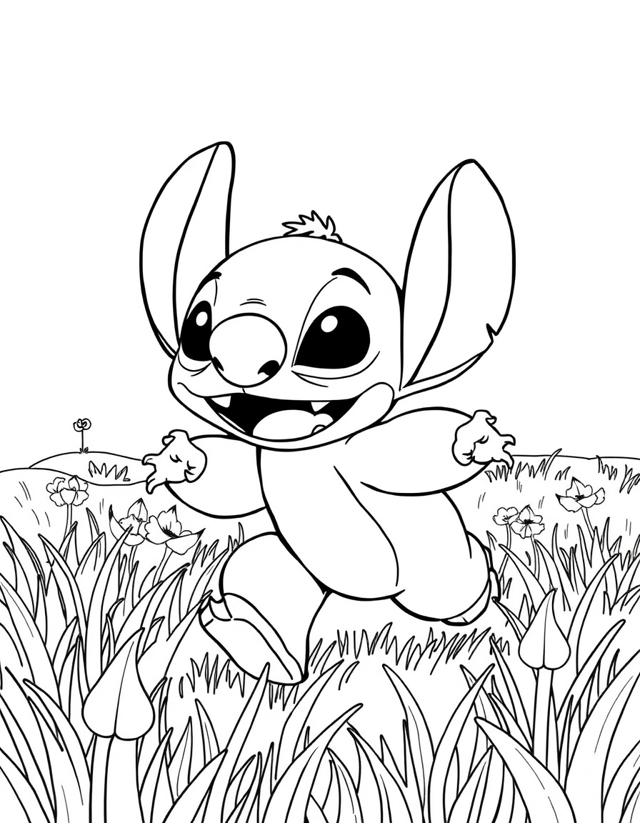 Stitch Is Running In The Field