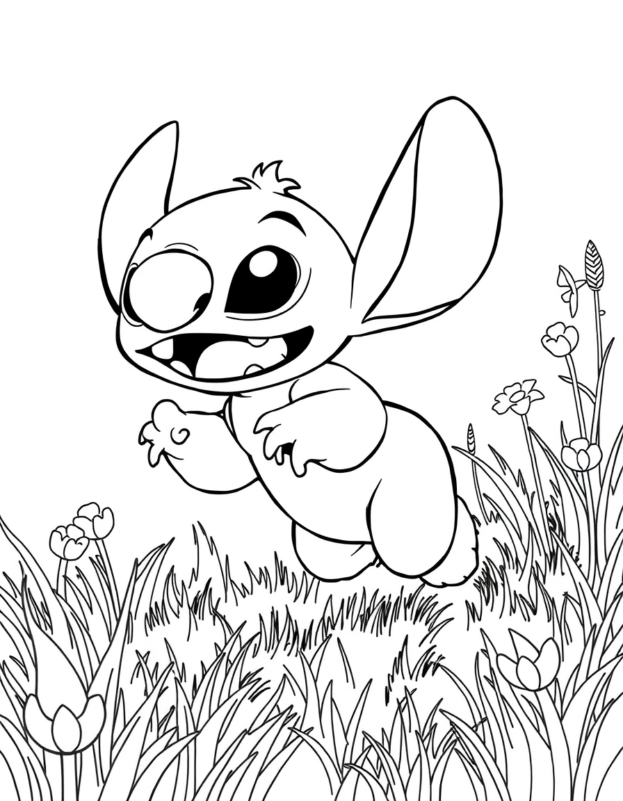 Stitch Is Running In The Meadow