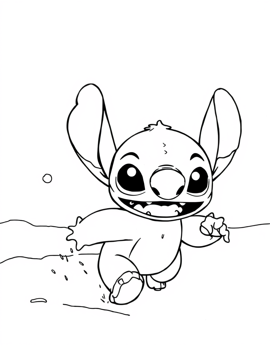 Stitch Is Running In The Snow