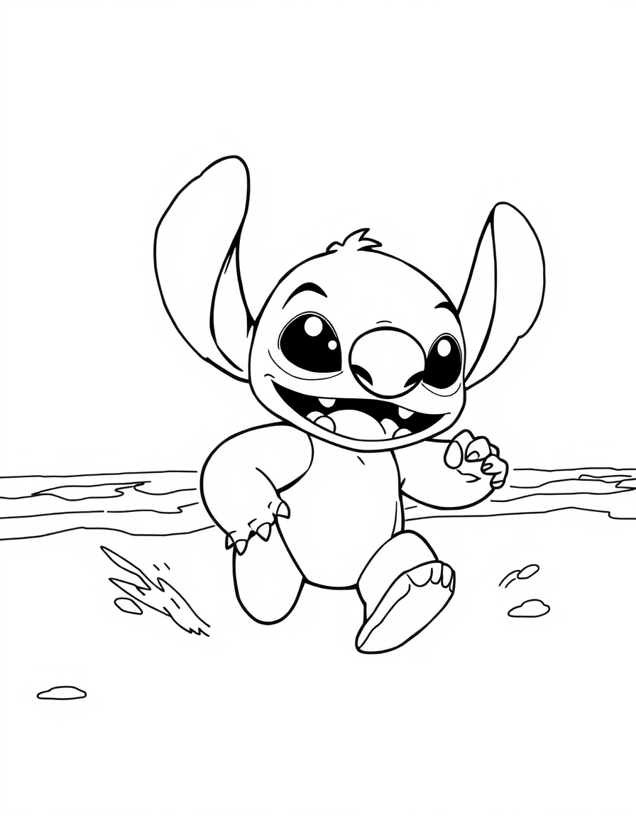 Stitch Is Running On The Beach