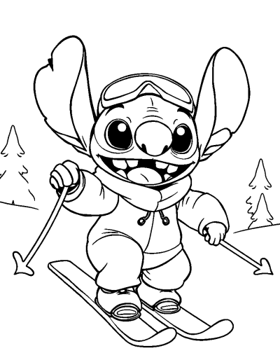 Skiing With Stitch And Friends