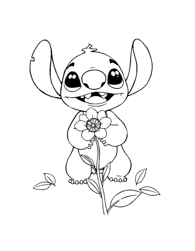 Cute Stitch With A Flower