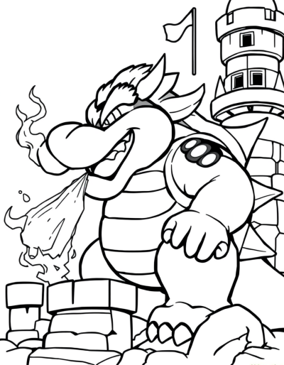 Bowser Breathing Fire In His Castle