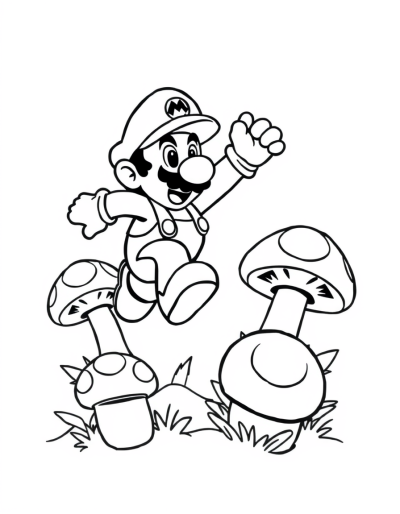 Mario Jumping On Mushrooms
