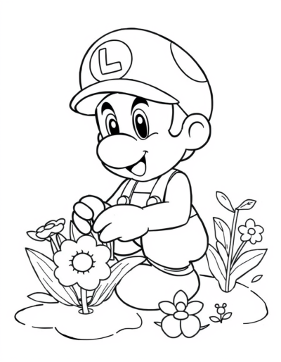 Toadette Planting Flowers In Garden