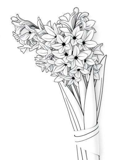 Colorless Flowers Wrapped In Paper On Hyacinth Stems