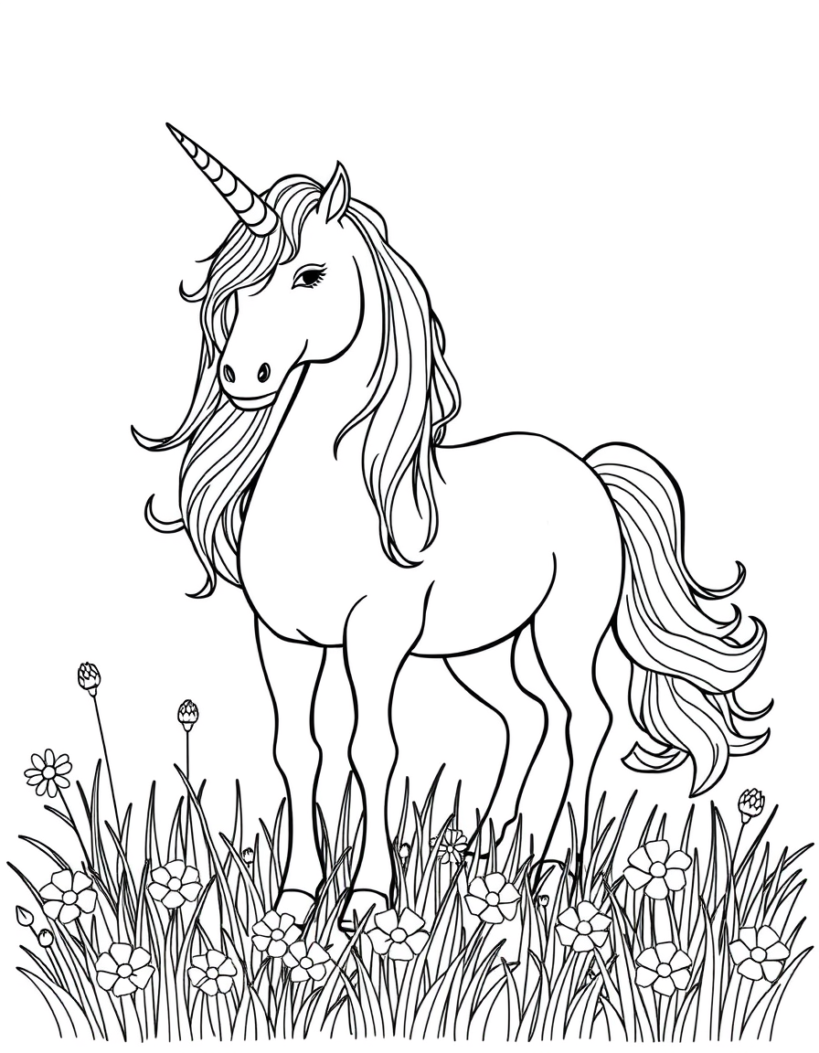 Beautiful Unicorn In A Meadow