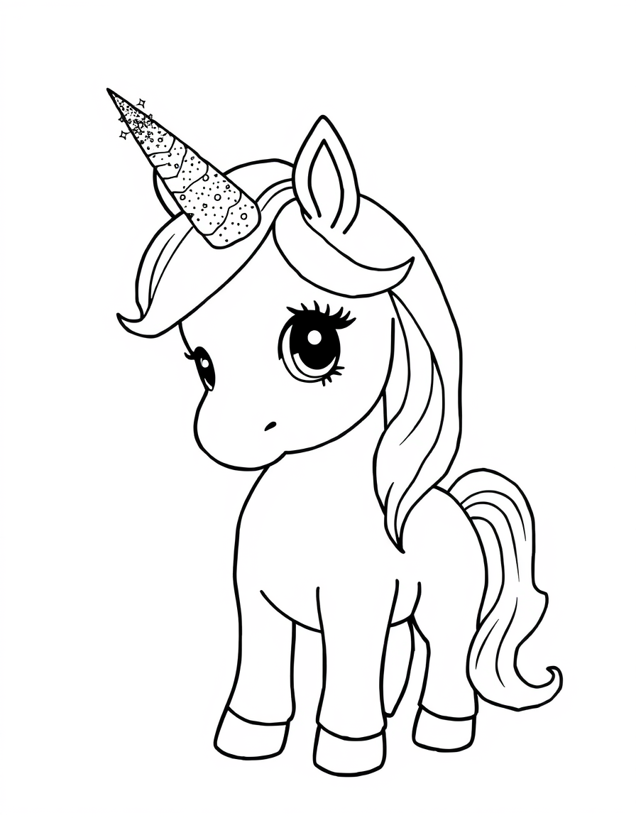 Cute Unicorn With Sparkly Horn